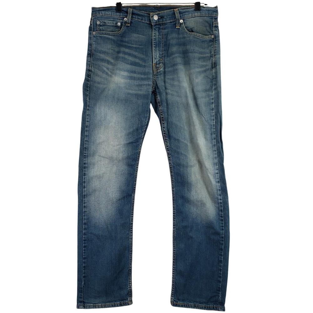 Levis 513 Slim Straight Jeans Mens 33x32 (Fits 34x30.5) Blue Denim Great FADE